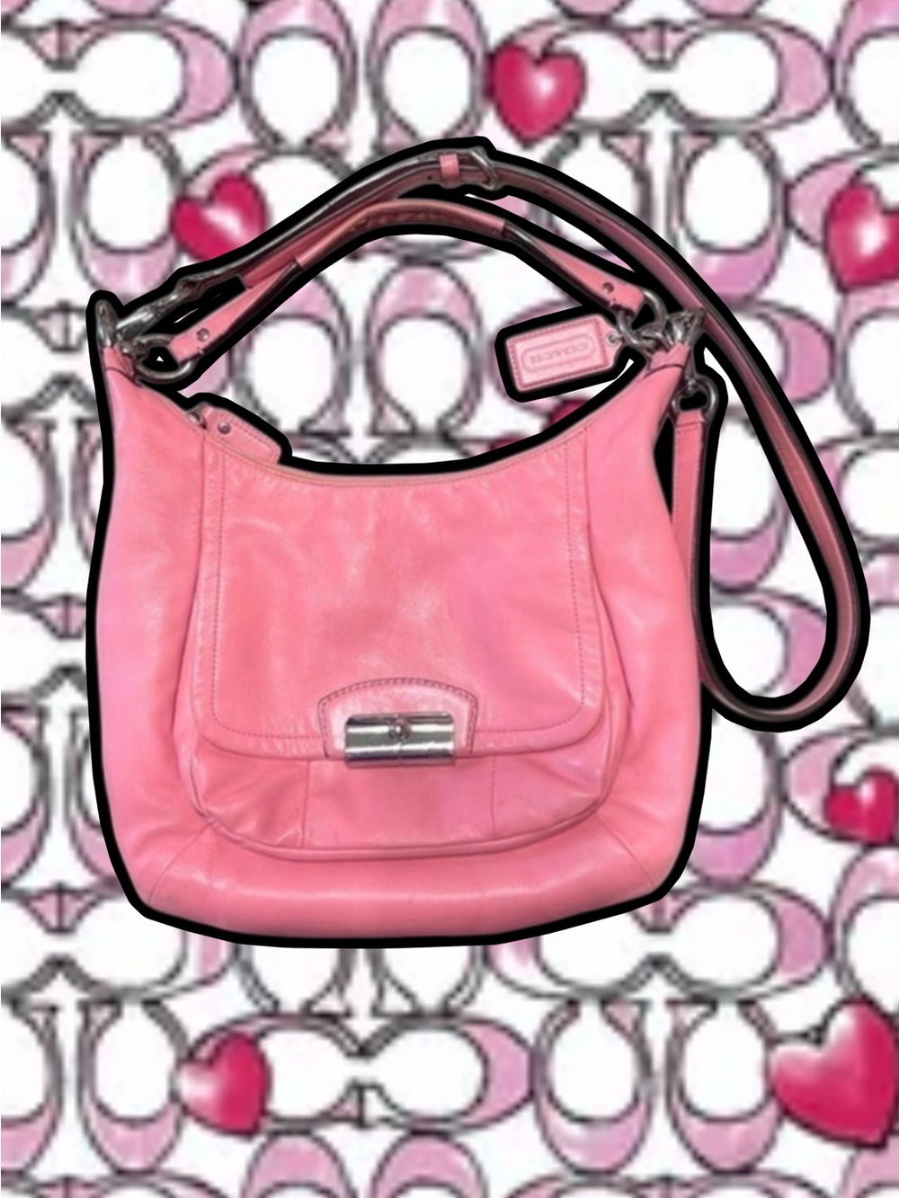 COACH KRISTIN LEATHER Rose/Silver LARGE HOBO F22309 $458 Retail
